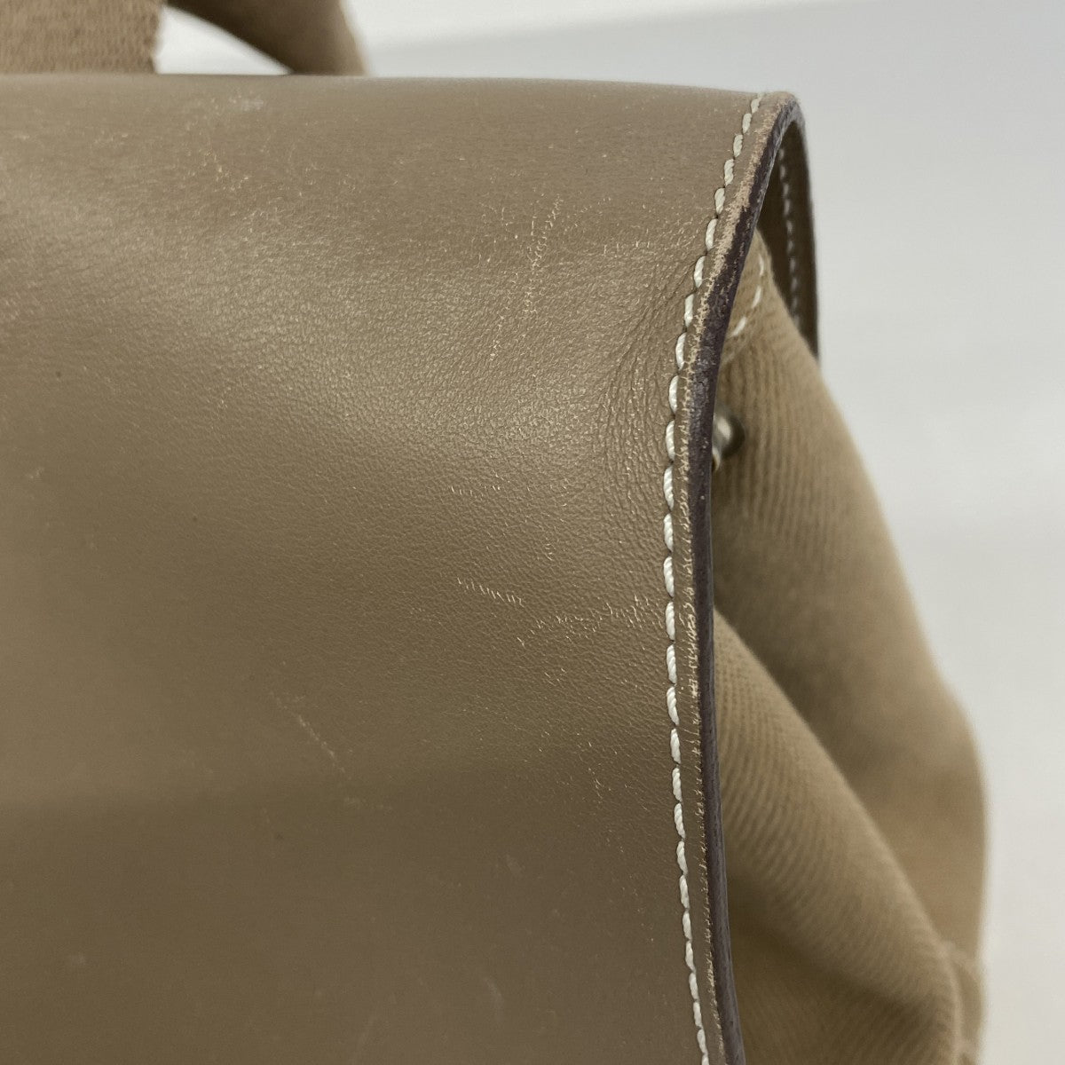 【5pa0984】エルメス トートバッグ ヴァルパライソPM トワルシェブロン エトゥープ シルバー金具【中古】レディース