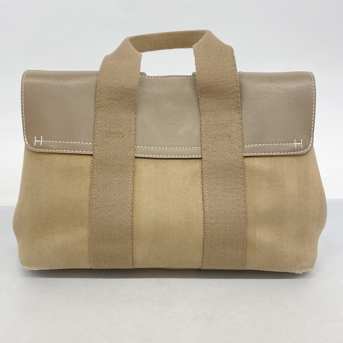 【5pa0984】エルメス トートバッグ ヴァルパライソPM トワルシェブロン エトゥープ シルバー金具【中古】レディース