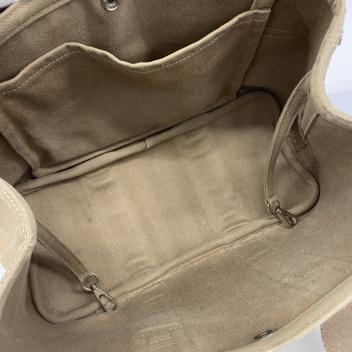 【5pa0984】エルメス トートバッグ ヴァルパライソPM トワルシェブロン エトゥープ シルバー金具【中古】レディース