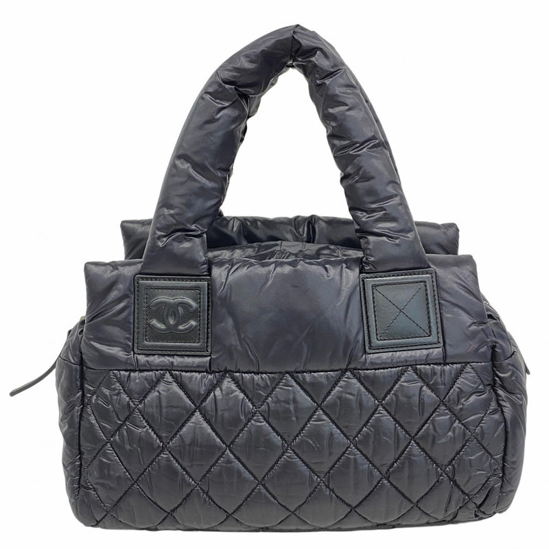 【5pa0985】シャネル ハンドバッグ コココクーン ナイロン ブラック シルバー金具【中古】レディース
