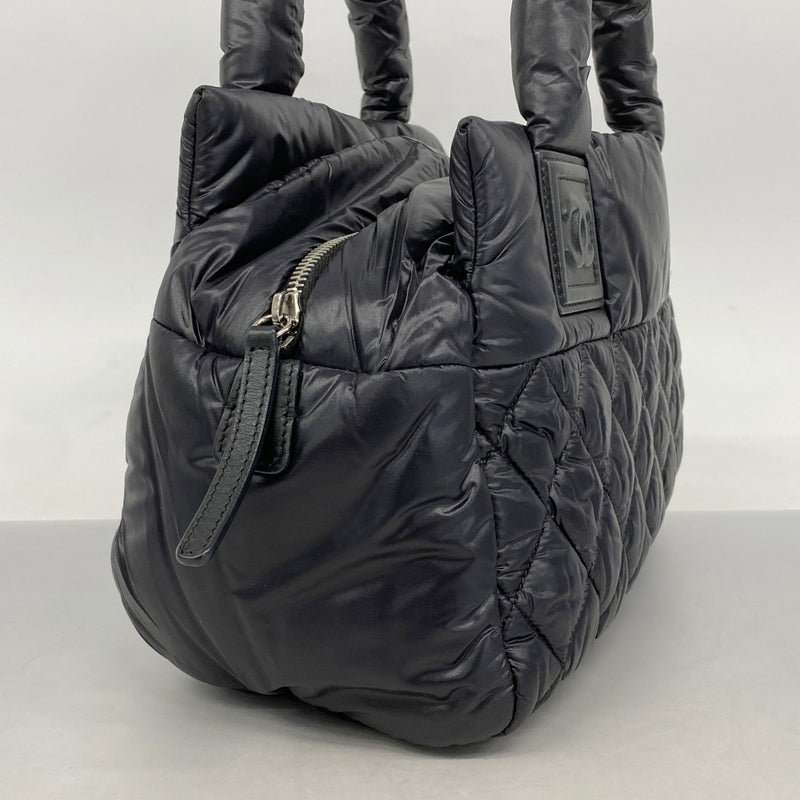 【5pa0985】シャネル ハンドバッグ コココクーン ナイロン ブラック シルバー金具【中古】レディース