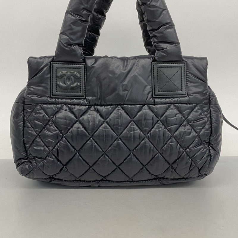 【5pa0985】シャネル ハンドバッグ コココクーン ナイロン ブラック シルバー金具【中古】レディース