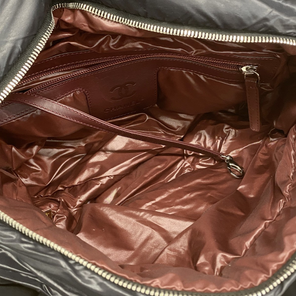 【5pa0985】シャネル ハンドバッグ コココクーン ナイロン ブラック シルバー金具【中古】レディース