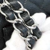 【5pa0993-e】シャネル ショルダーバッグ マトラッセ Wフラップ Wチェーン キャビアスキン ブラック シルバー金具【中古】レディース