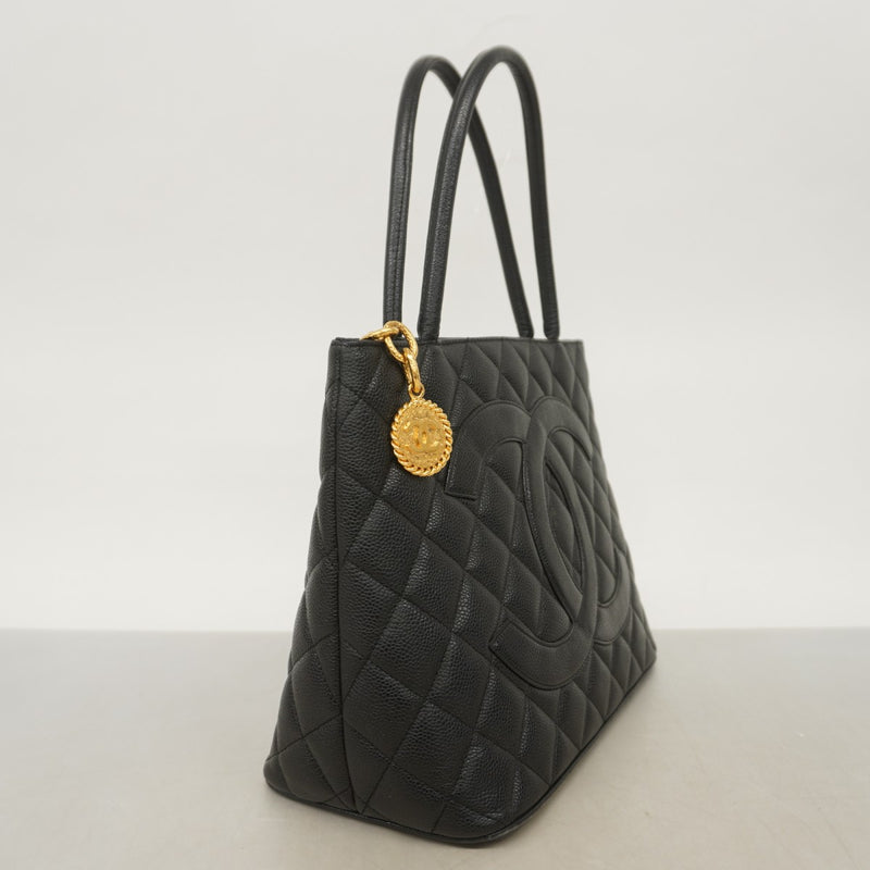 5pa0999】シャネル トートバッグ 復刻トート キャビアスキン ブラック