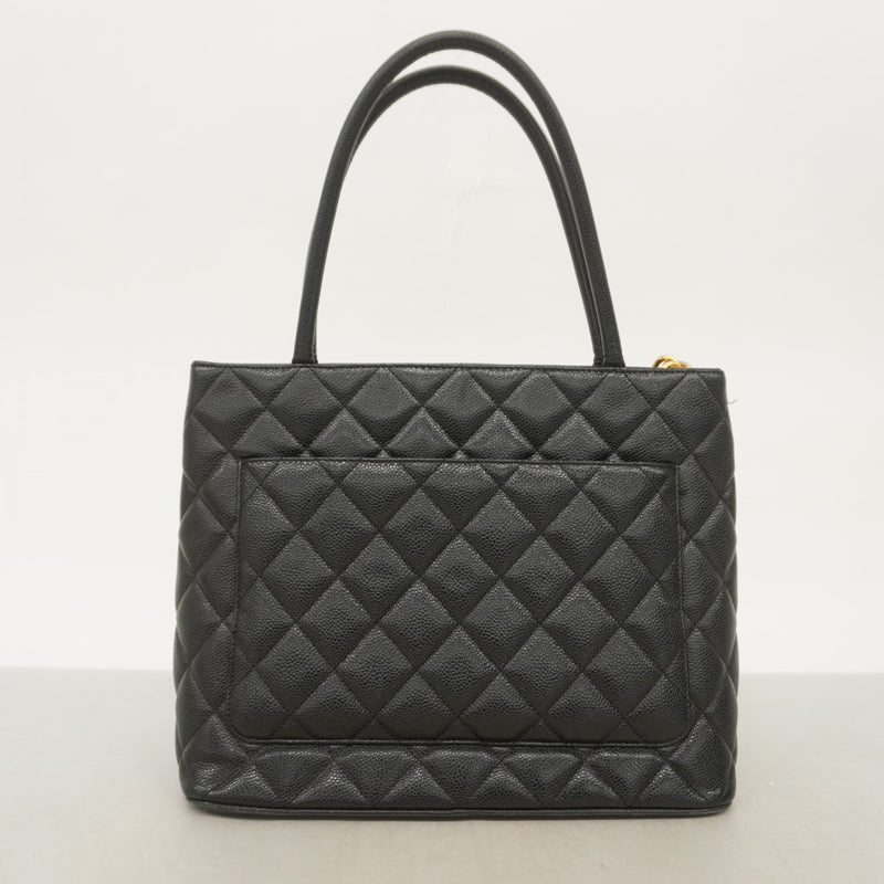 5pa0999】シャネル トートバッグ 復刻トート キャビアスキン ブラック