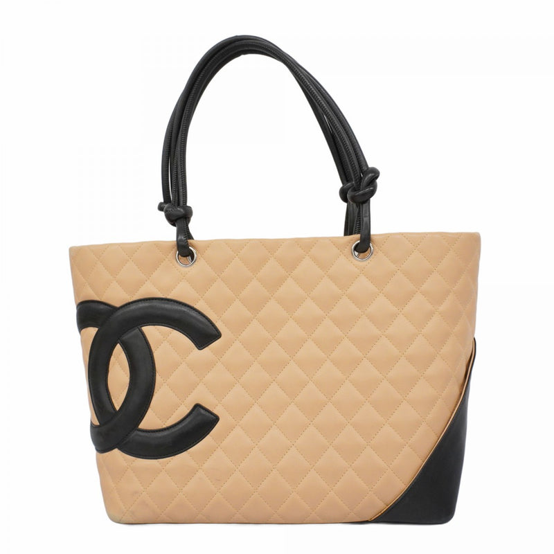 5pa1034-h】シャネル トートバッグ カンボン ラムスキン ベージュ