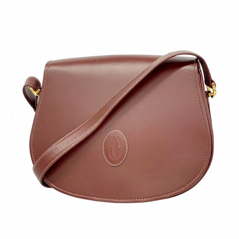 5pa1271】カルティエ ショルダーバッグ マスト レザー ボルドー