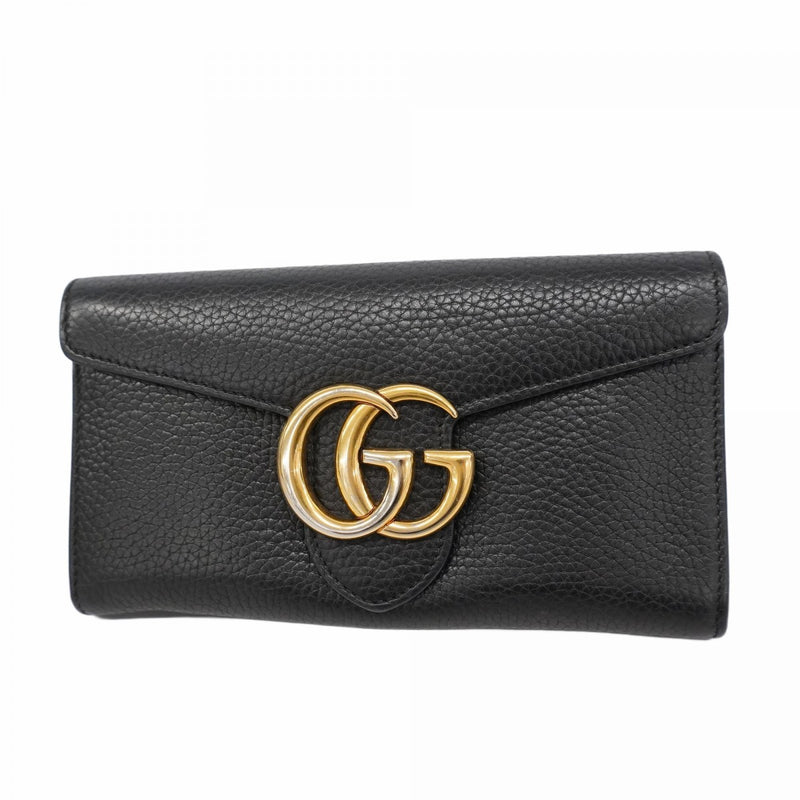 5pa1406】グッチ 長財布 GGマーモント 400586 レザー ブラック