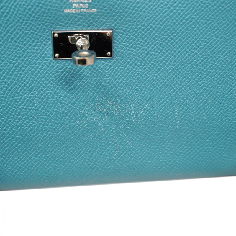 5pa1475-h】エルメス 長財布 ケリーウォレット ヴォーエプソン ブルー