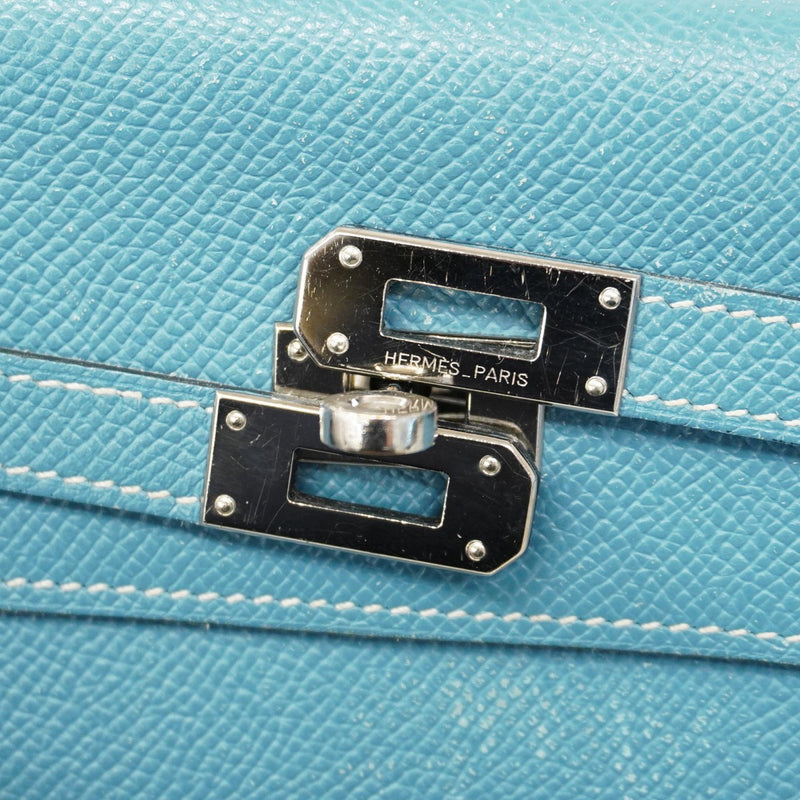 5pa1475-h】エルメス 長財布 ケリーウォレット ヴォーエプソン ブルー