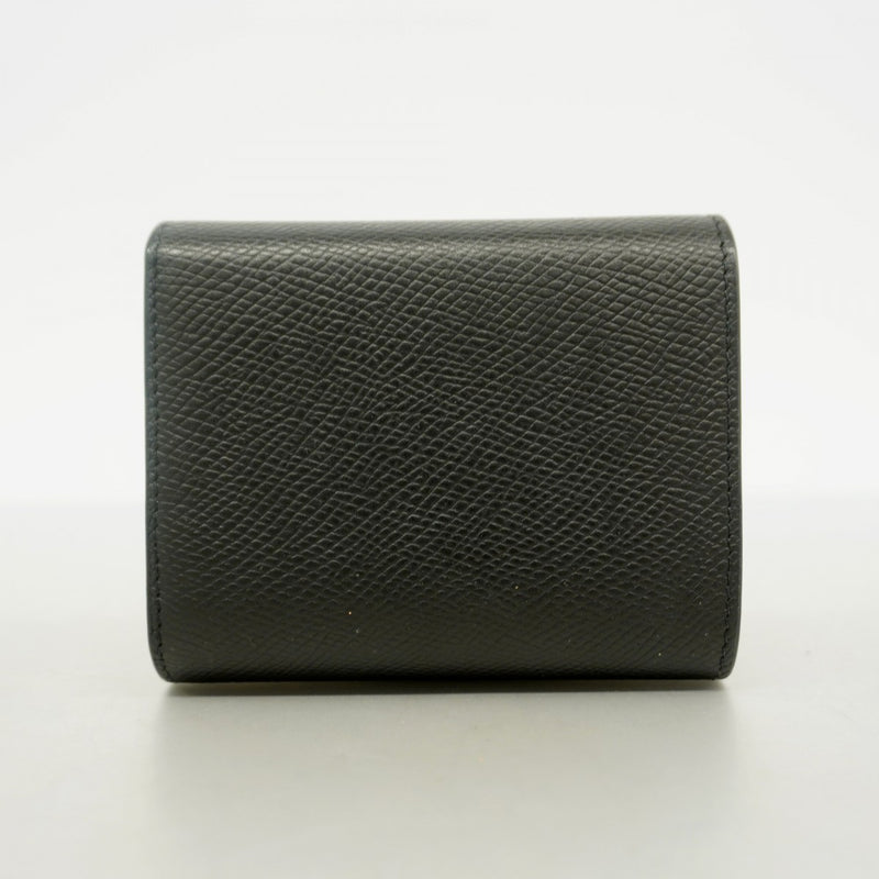 5pb1689】セリーヌ 三つ折り財布 レザー ブラック ゴールド金具【中古