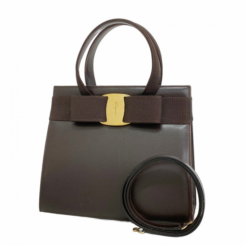 5pb1756】サルヴァトーレフェラガモ ハンドバッグ ヴァラ レザー