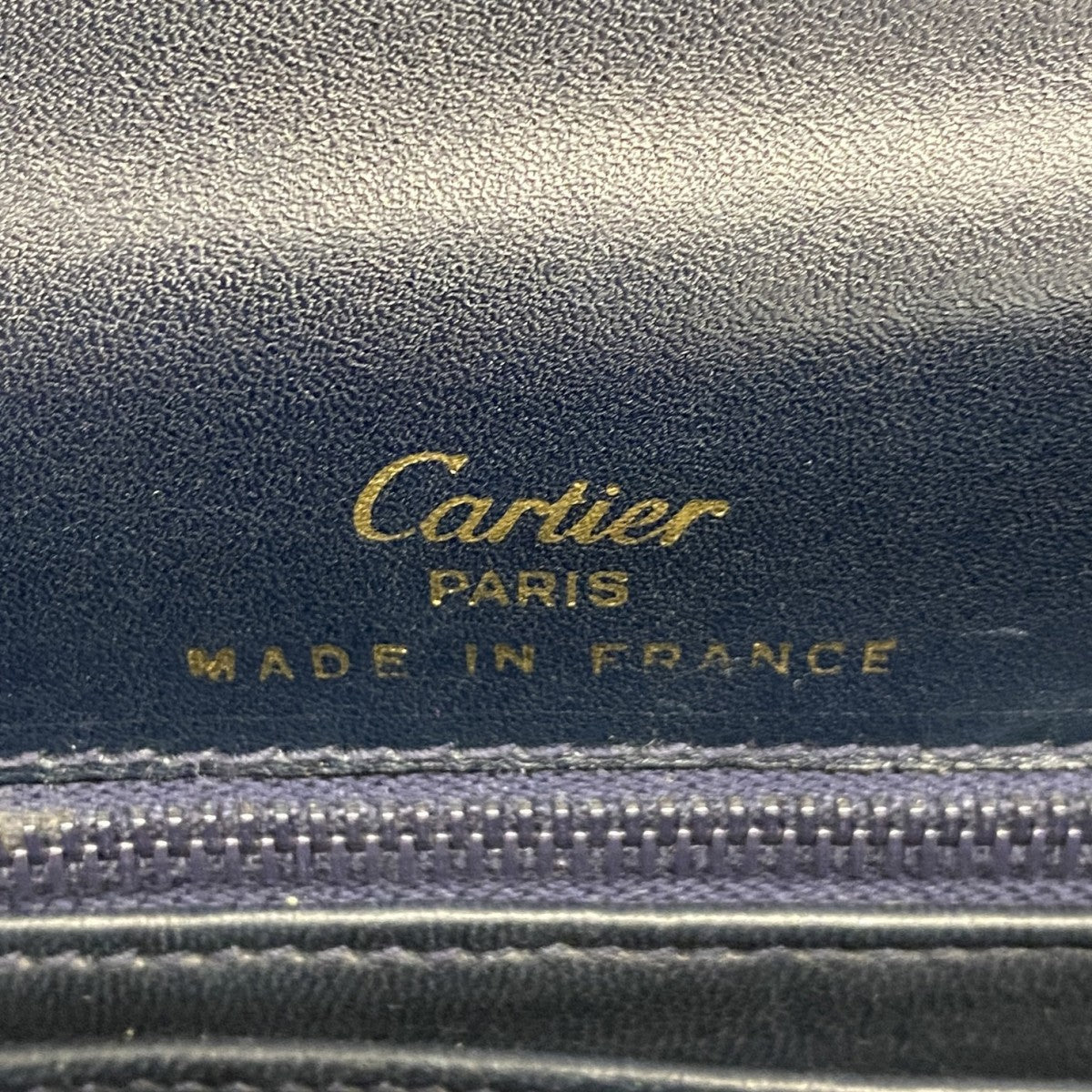 5pb2231】カルティエ ショルダーバッグ サファイア レザー ネイビー