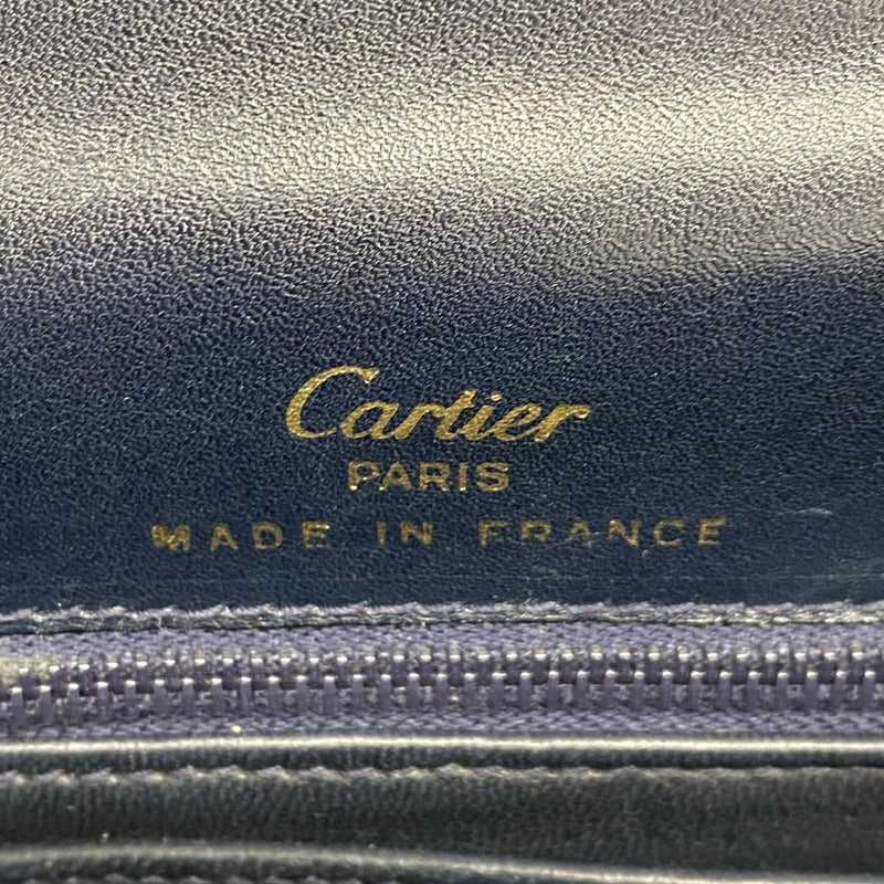5pb2231】カルティエ ショルダーバッグ サファイア レザー ネイビー