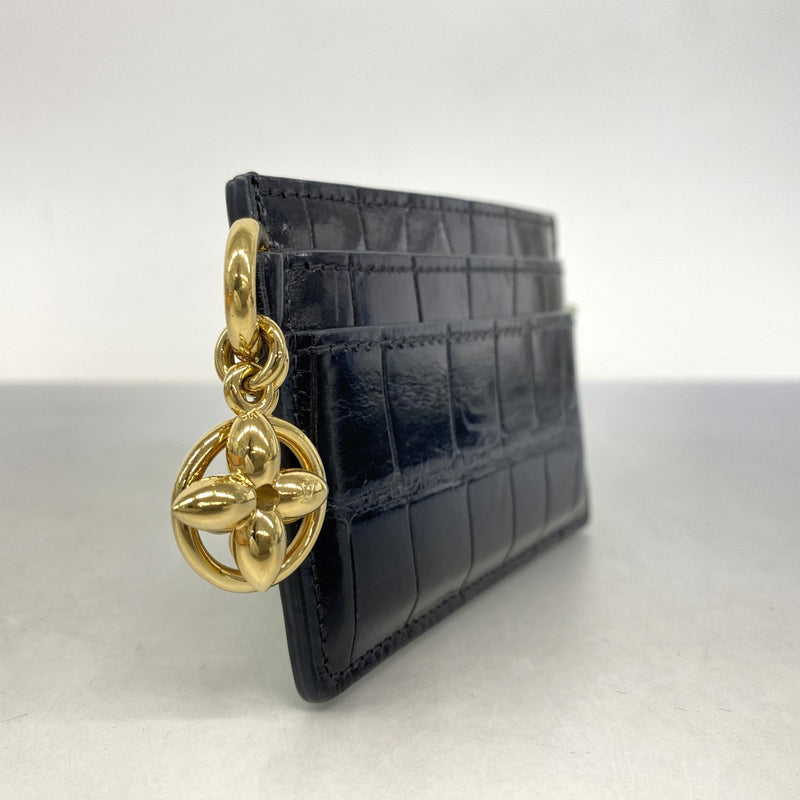 5pb2457】ルイヴィトン カードケース クロコダイル ブラック【中古