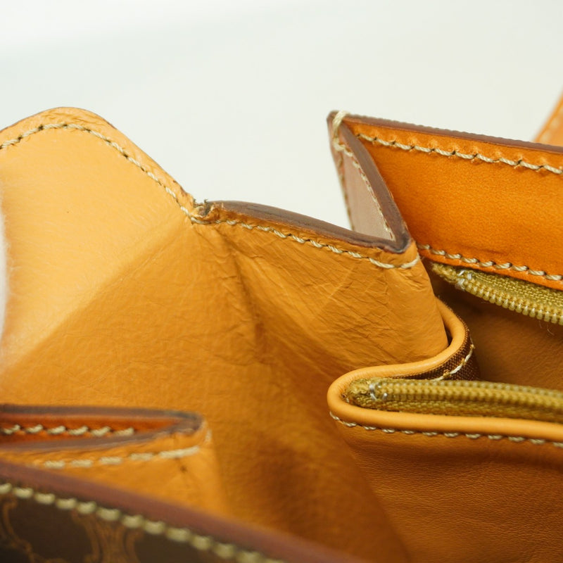 5pb2489】セリーヌ ハンドバッグ マカダム PVC ブラウン ゴールド金具