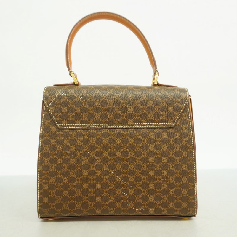 5pb2489】セリーヌ ハンドバッグ マカダム PVC ブラウン ゴールド金具