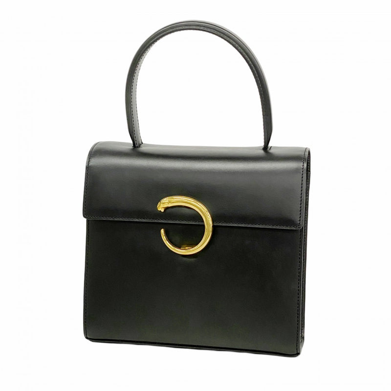 5pb2527】カルティエ ハンドバッグ パンテール レザー ブラック