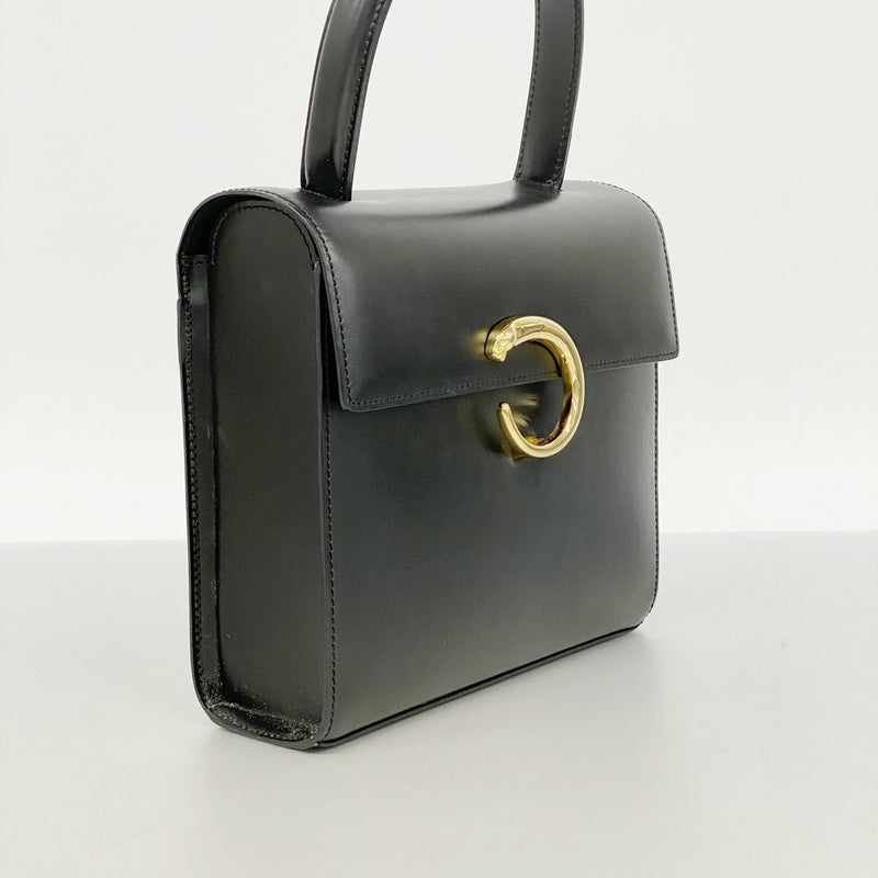 5pb2527】カルティエ ハンドバッグ パンテール レザー ブラック