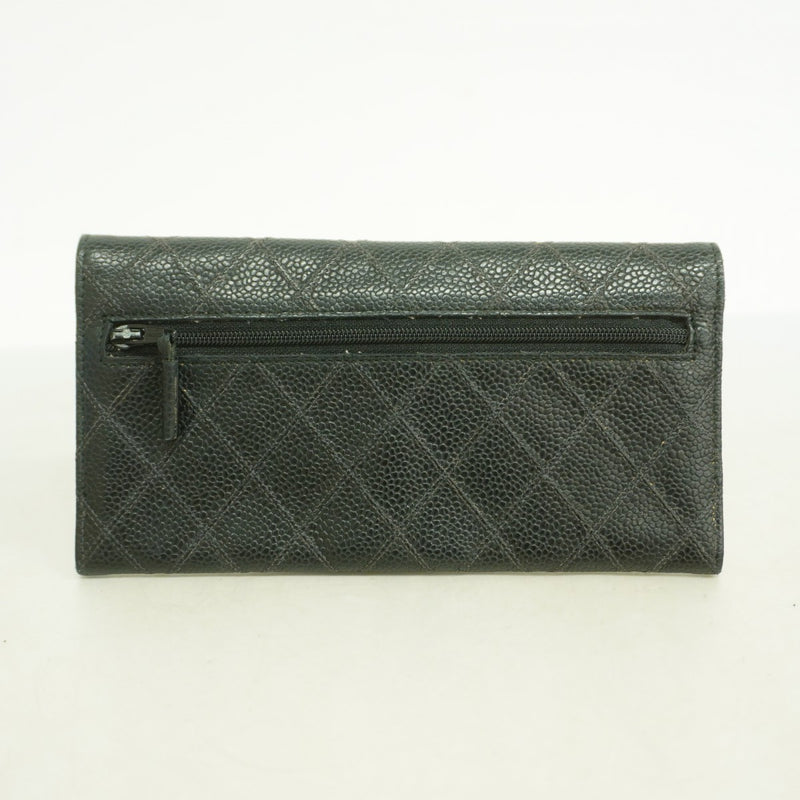 【5pb2699】シャネル 長財布 マトラッセ キャビアスキン ブラック ゴールド金具【中古】レディース 5pb2699】シャネル 長財布 マトラッセ キャビアスキン ブラック