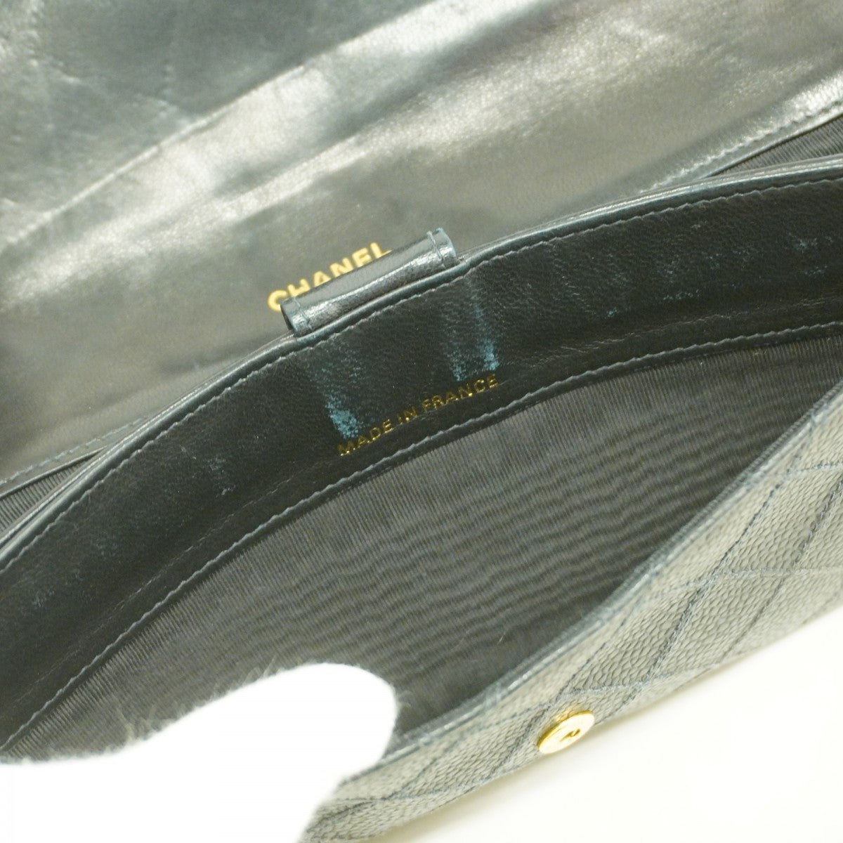 5pb2699】シャネル 長財布 マトラッセ キャビアスキン ブラック