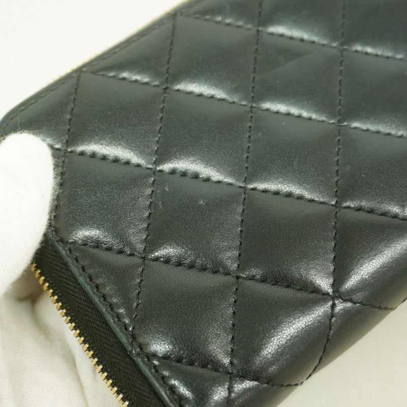 5pb2708-h】シャネル 長財布 マトラッセ ラムスキン ブラック ゴールド