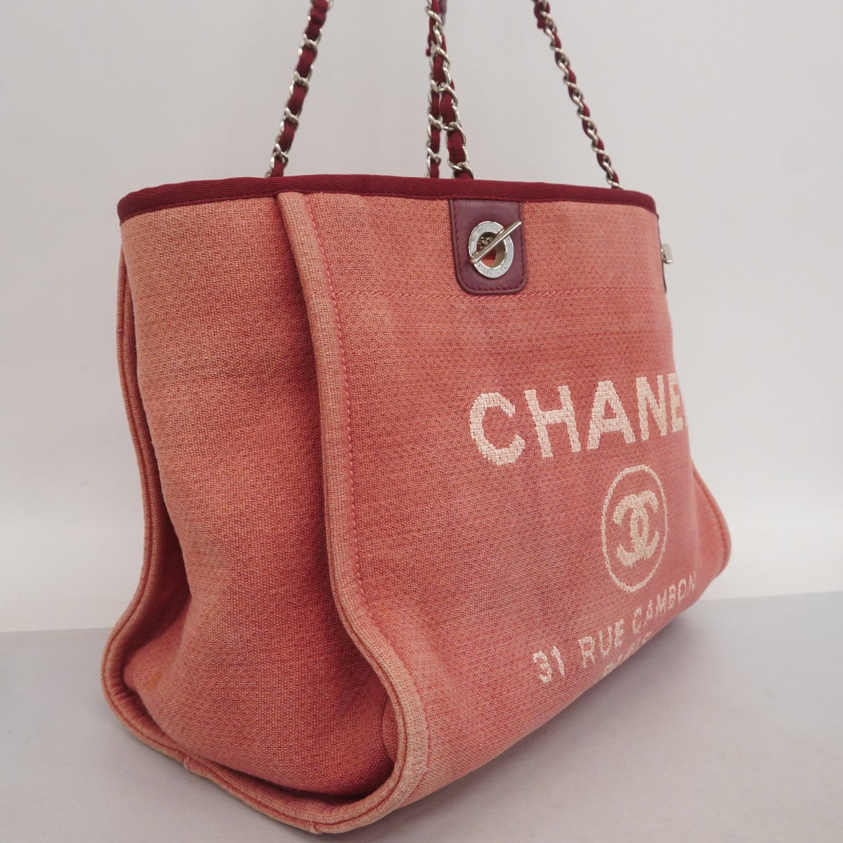 5pb2838】シャネル トートバッグ ドーヴィル キャンバス ピンク