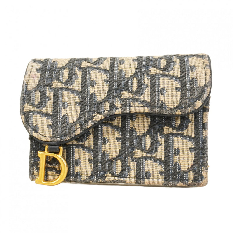 【5pb3044】クリスチャンディオール カードケース オブリーク キャンバス ネイビー ゴールド金具【中古】レディース ☆最終価格【5pb3044】クリスチャンディオール カードケース