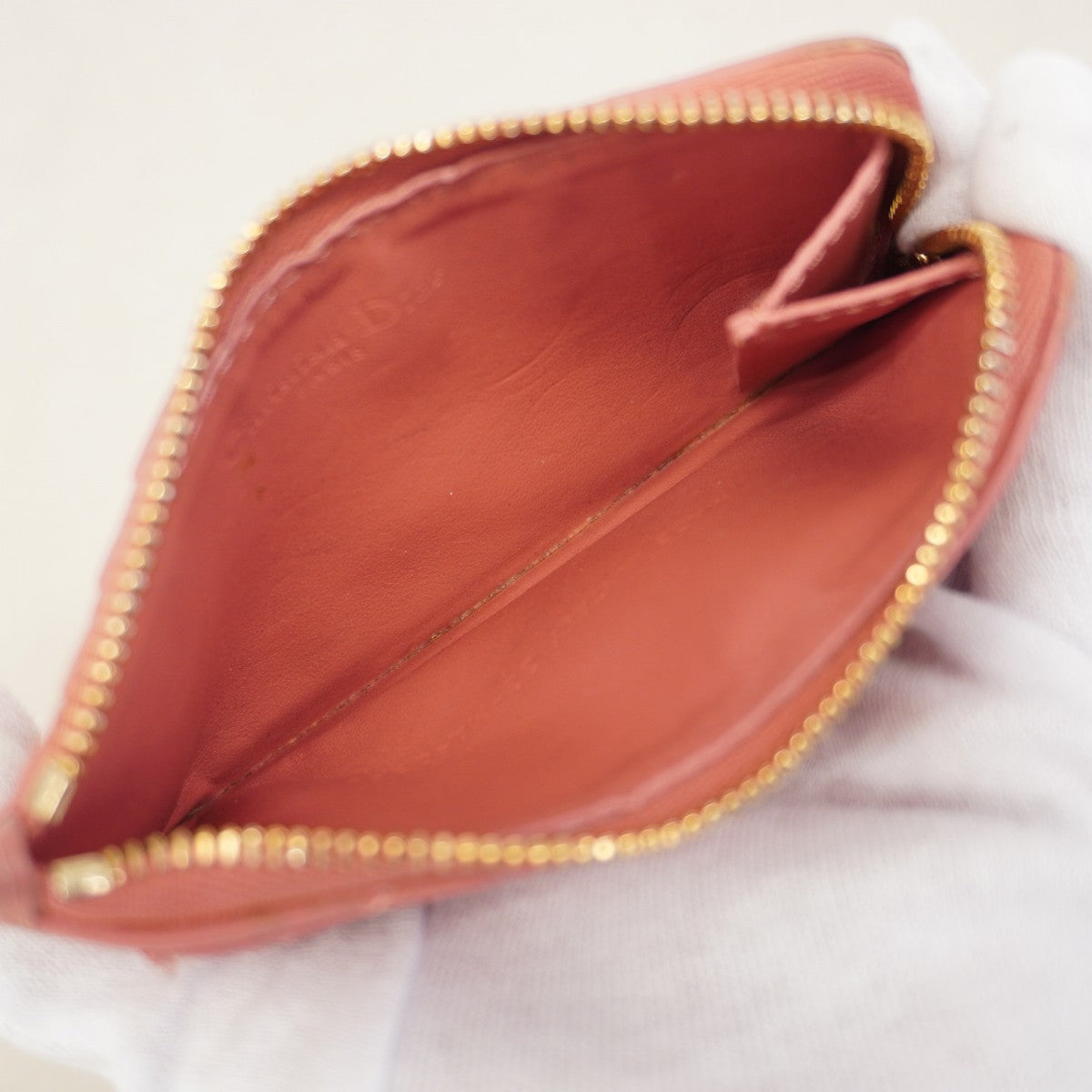 【5pb3045】クリスチャンディオール ケース カナージュ レザー ピンク ゴールド金具【中古】レディース 5pb3045】クリスチャンディオール コインケース カナージュ レザー
