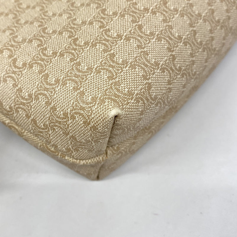 5pc3231-k】セリーヌ ポーチ マカダム PVC ベージュ ゴールド金具