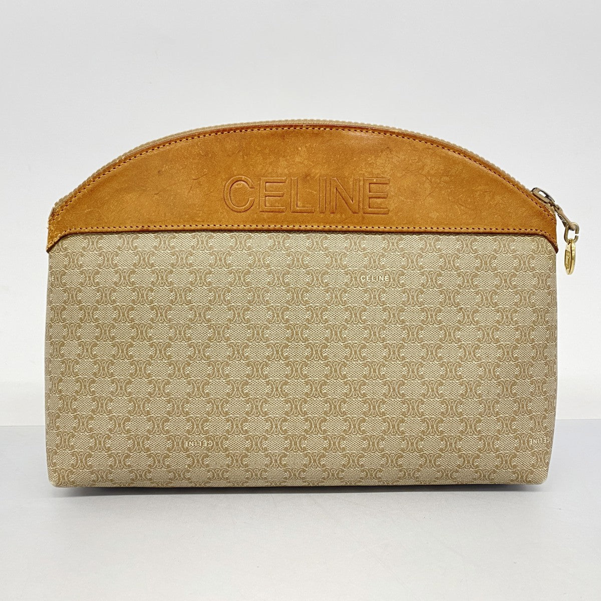 5pc3231-k】セリーヌ ポーチ マカダム PVC ベージュ ゴールド金具 5pc3231-k】セリーヌ ポーチ マカダム PVC ベージュ ゴールド金具