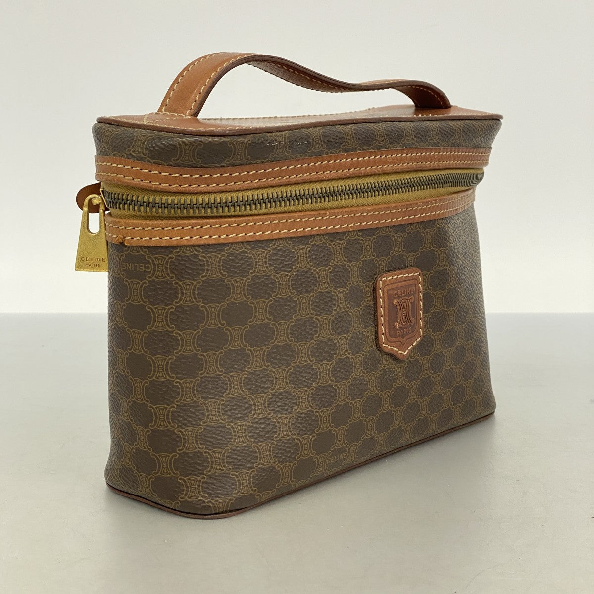 【CELINE】バニティバッグ　マカダム柄　ゴールド金具　PVC ダークブラウン 楽天市場】美品 CELINE セリーヌ ヴィンテージ マカダム ブラウン