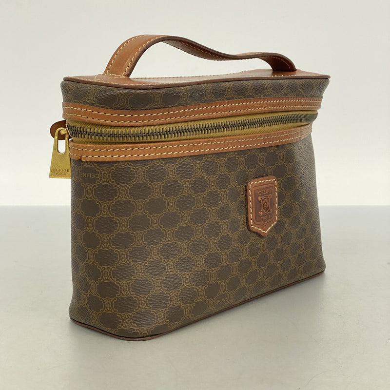 5pc3498】セリーヌ バニティバッグ マカダム PVC ブラウン ゴールド