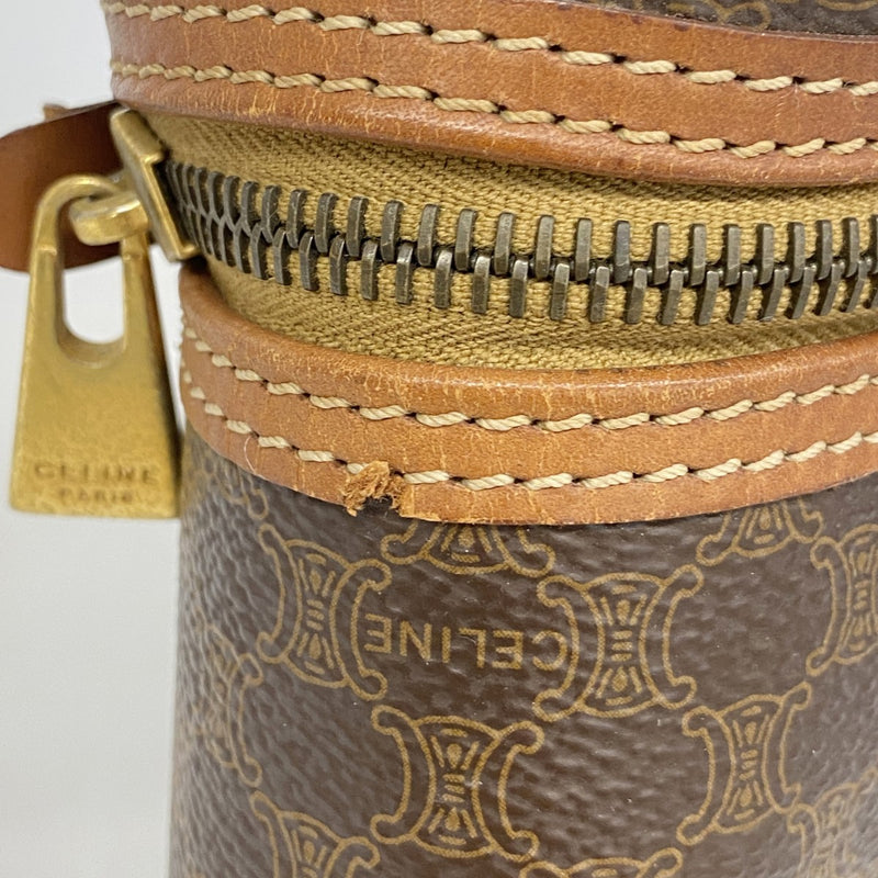 5pc3498】セリーヌ バニティバッグ マカダム PVC ブラウン ゴールド