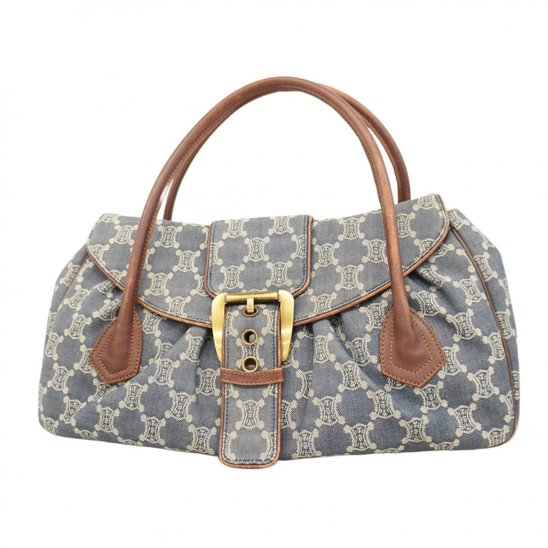 5pc3538】セリーヌ ハンドバッグ パリマカダム デニム ネイビー