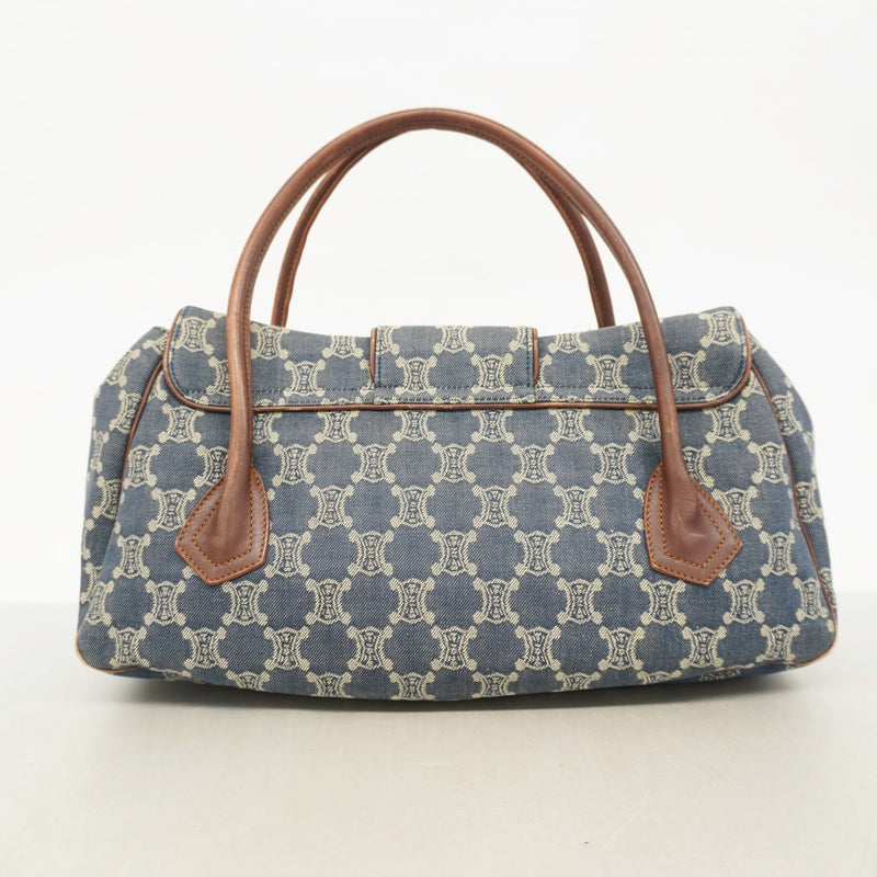 【5pc3538】セリーヌ ハンドバッグ パリマカダム デニム ネイビー ブラウン ゴールド金具【中古】レディース 5pc3538】セリーヌ ハンドバッグ パリマカダム デニム ネイビー