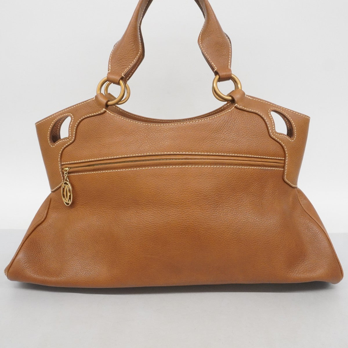 5pc3578】カルティエ ハンドバッグ マルチェロ レザー ブラウン