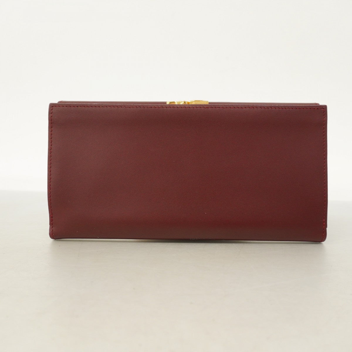 5pc3624】カルティエ 三つ折り長財布 マスト レザー ボルドー ゴールド
