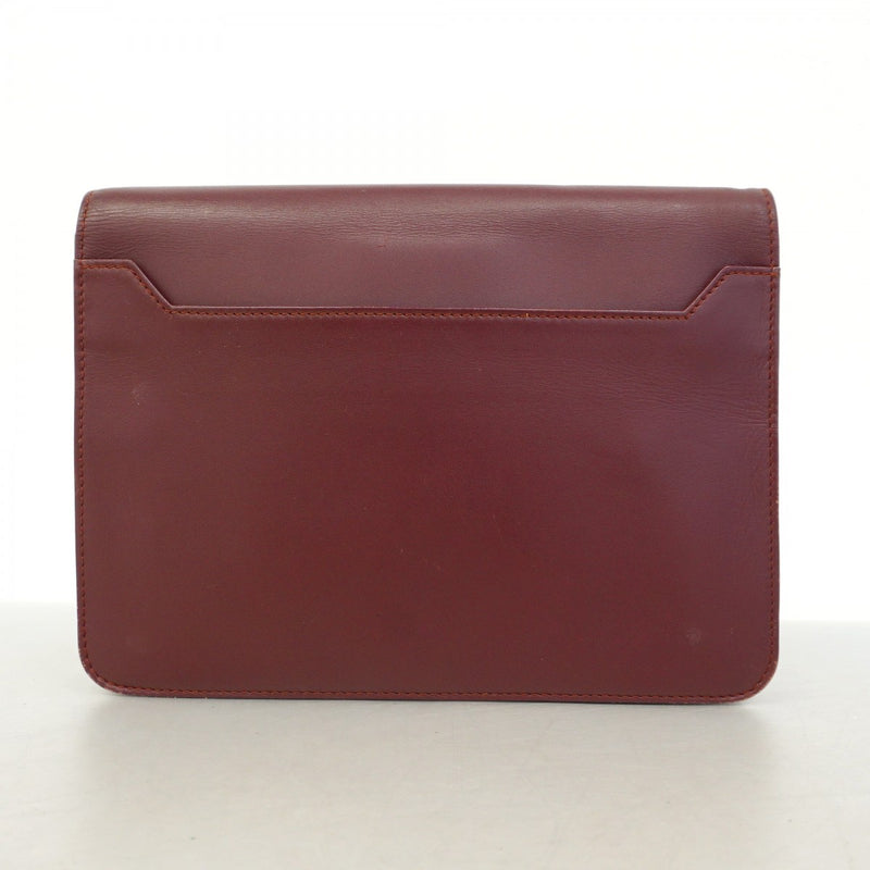 5pc3944】カルティエ クラッチバッグ マスト レザー ボルドー ゴールド