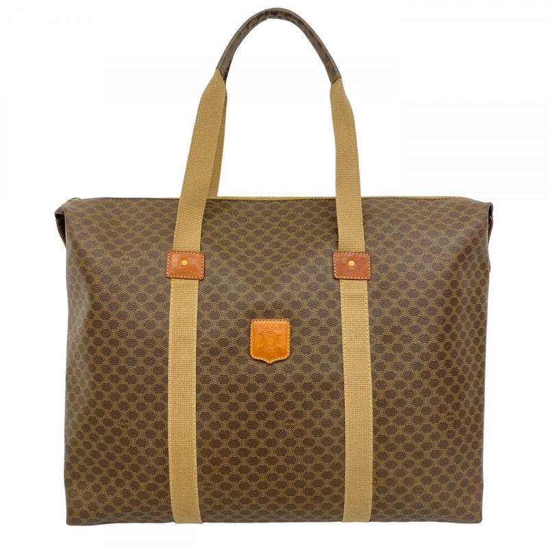 5pc4100-k】セリーヌ ボストンバッグ マカダム PVC ブラウン ゴールド