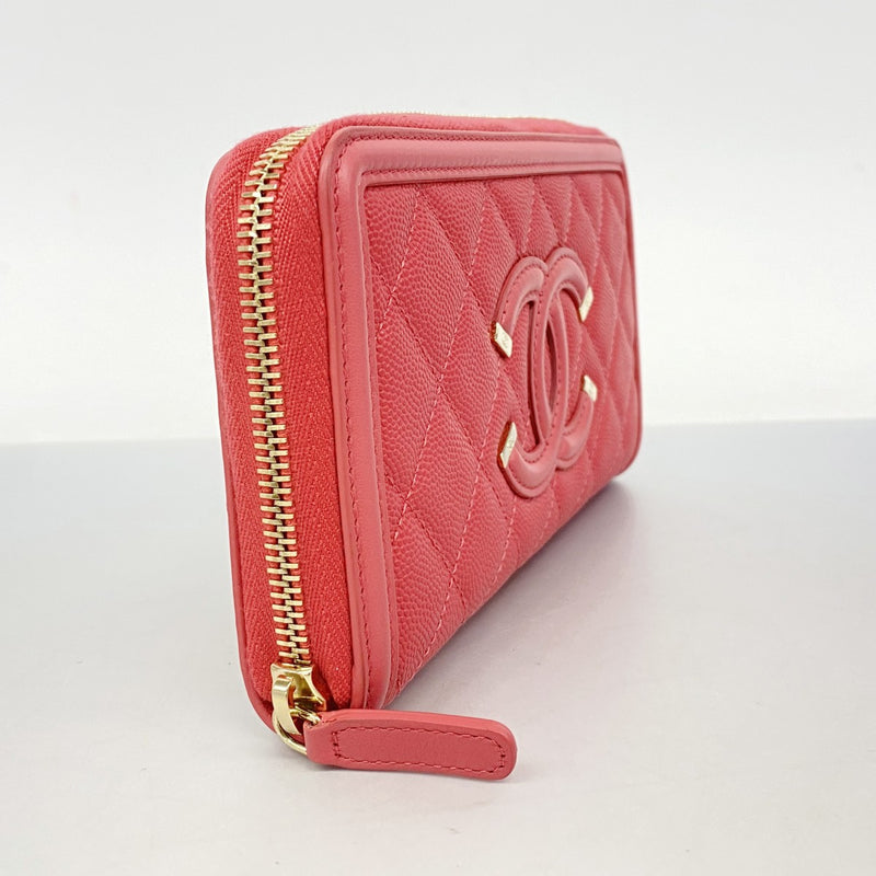 5pc4216-k】シャネル 長財布 マトラッセ CCフィリグリー キャビア