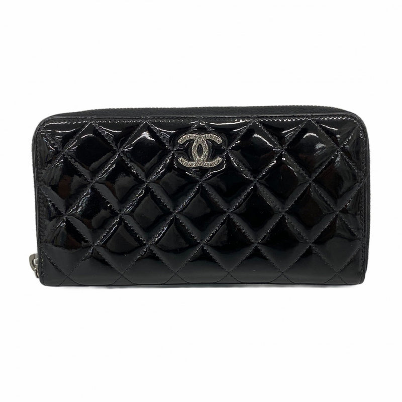 【希少】 シャネル 長財布 エナメル ブリリアント シルバー金具 13番 5pc4217-k】シャネル 長財布 ブリリアント パテントレザー ブラック