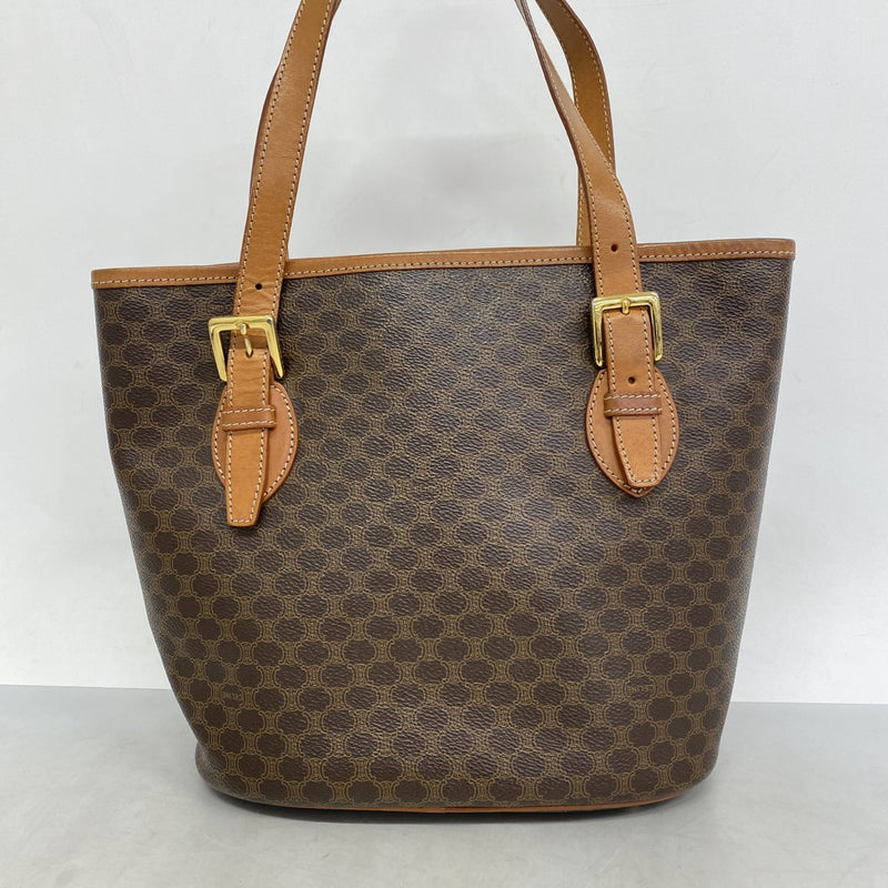 5pc4290-k】セリーヌ トートバッグ マカダム PVC ブラウン ゴールド