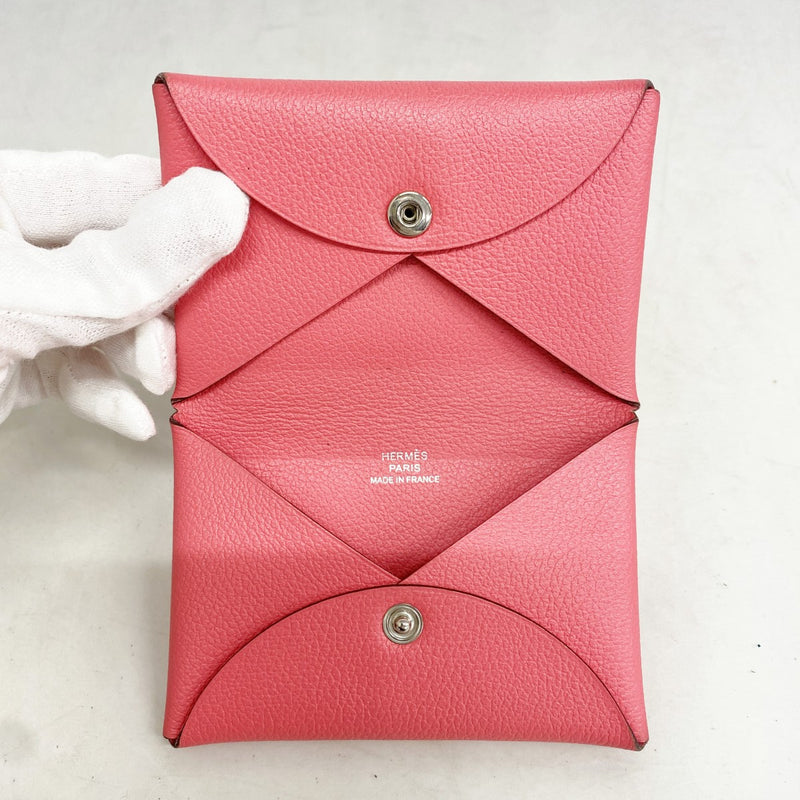 5pc4651】エルメス カードケース カルヴィ エバーカラー ローズアザレ