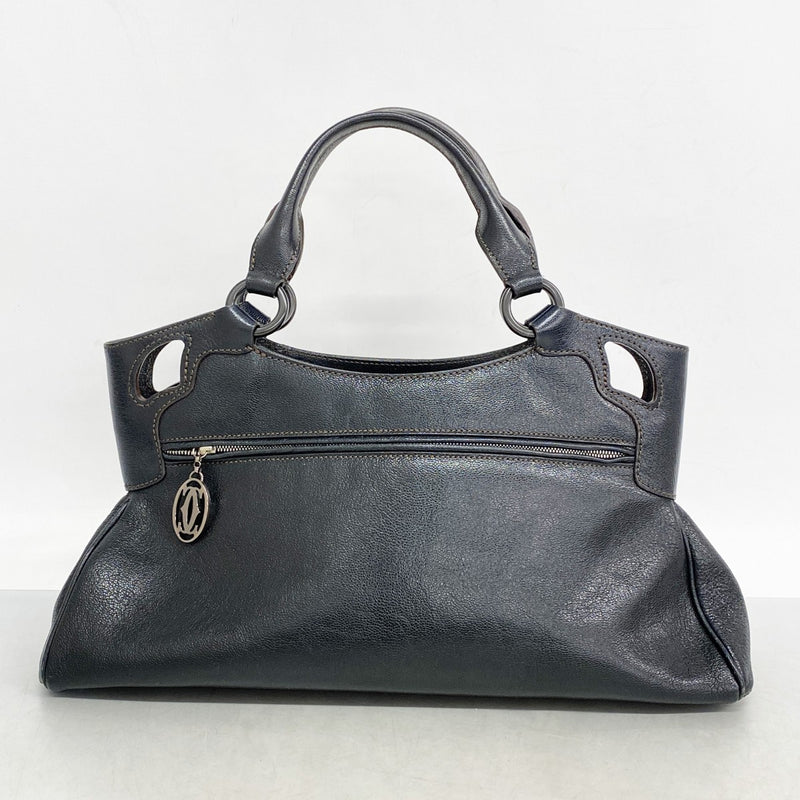 5pc4659】カルティエ ハンドバッグ マルチェロ レザー ブラック ダーク