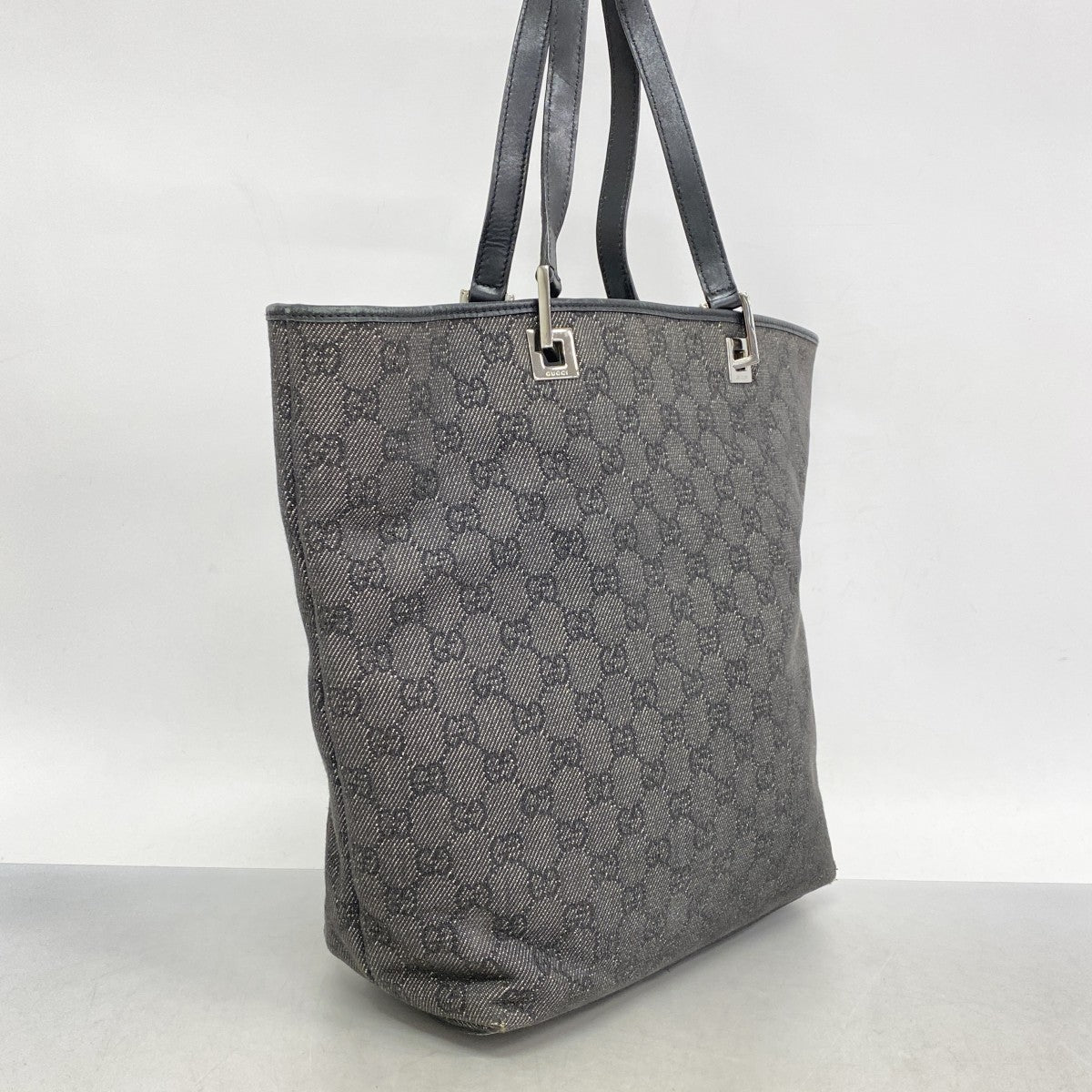 5pc4733-k】グッチ トートバッグ 31243 デニム ブラック シルバー金具