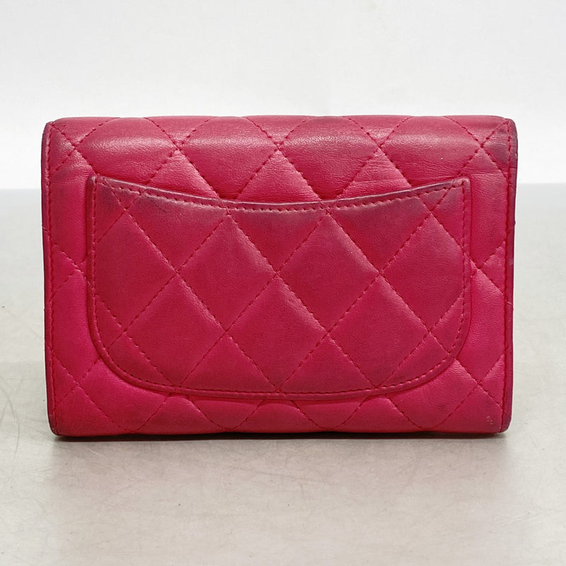 5pd4859-k】シャネル 財布 マトラッセ ラムスキン ピンク シルバー金具