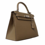 ★SALE【5pd4882-g】エルメス ハンドバッグ ケリー28 ヴォーエプソン エトゥープ シルバー金具 D刻印 2wayバッグ【中古】レディース