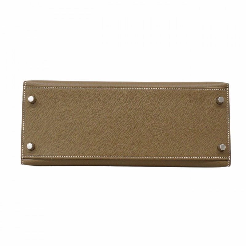 ★SALE【5pd4882-g】エルメス ハンドバッグ ケリー28 ヴォーエプソン エトゥープ シルバー金具 D刻印 2wayバッグ【中古】レディース